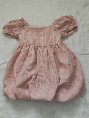 Bonnie Jean Pale Pink Puff Sleeve Swiss Dot Dress